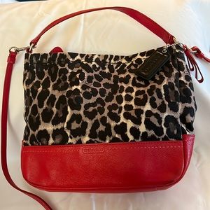 Leopard print & Red Coach purse